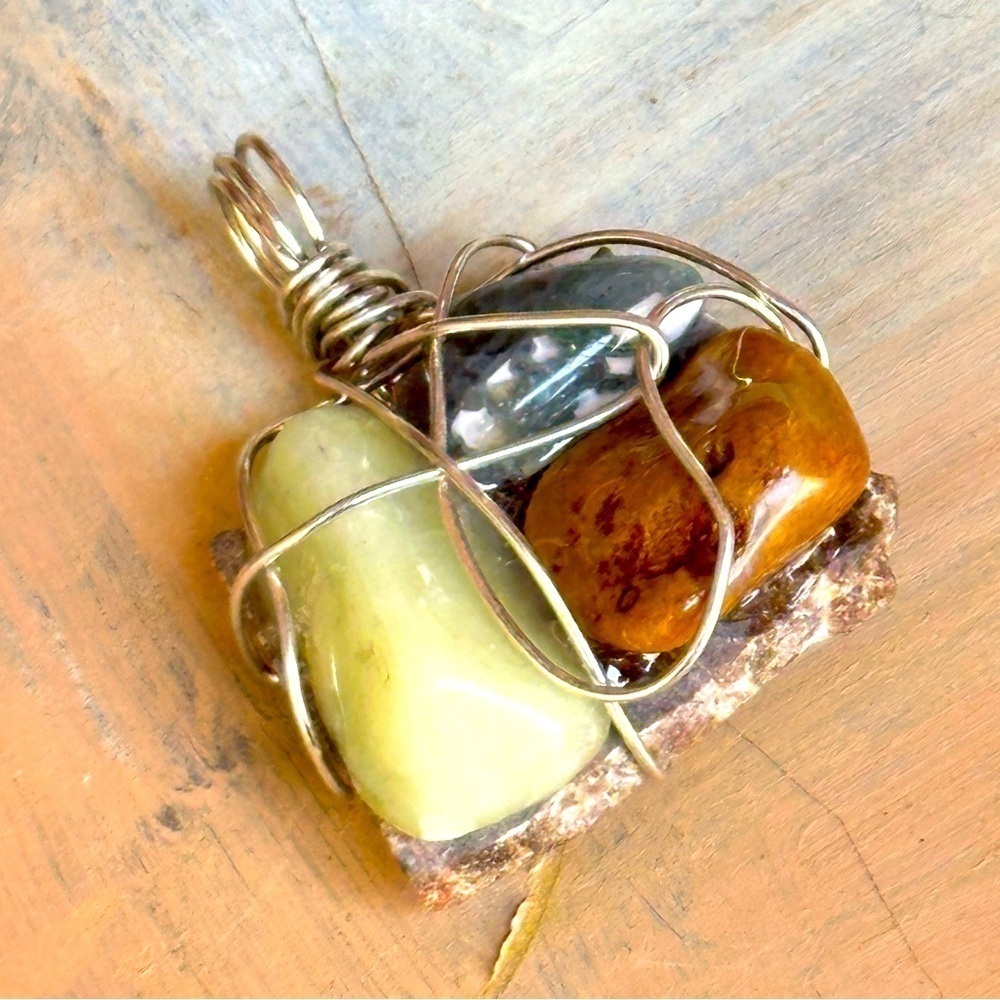 OOAK Artisan Handmade Jewelry Assemblage Art Gemstone Necklace Pendant, 4300 G